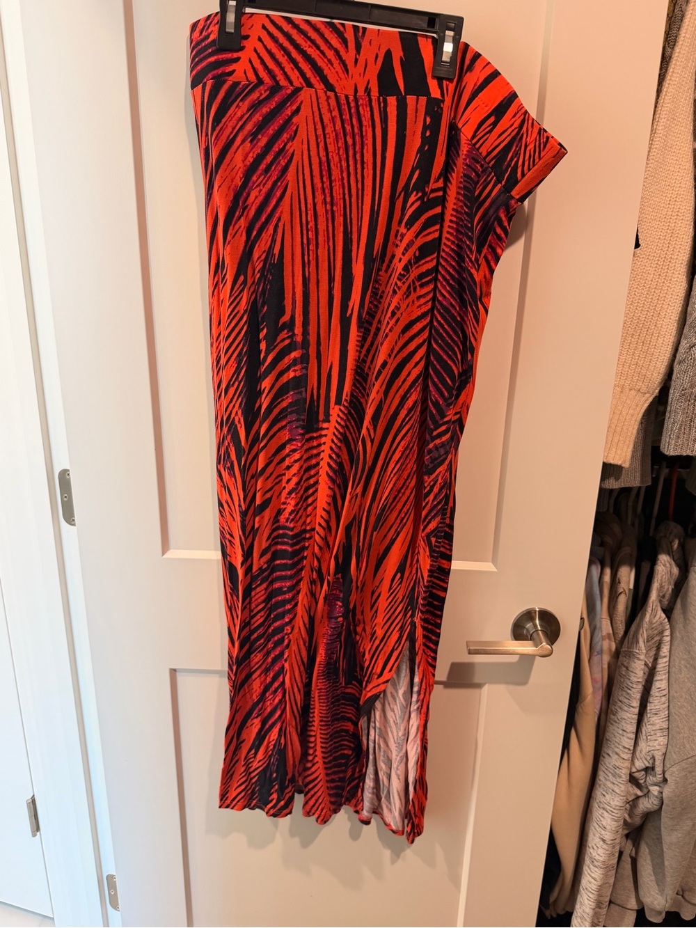 a.n.a Orange and Black Printed Maxi Skirt